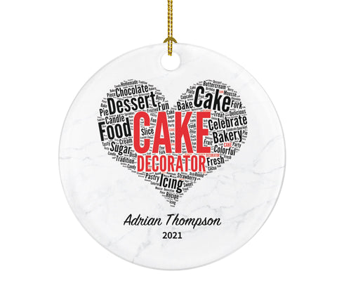 Cake Decorator Christmas Ornament Personalized - Bakery Shop Pastry Custom Name Dessert Baker Gift