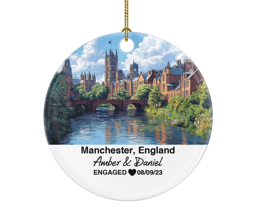 Manchester England Round Ceramic Christmas Ornament – Personalized  Old Trafford Keepsake, Custom Couple Gift for Wedding or Honeymoon