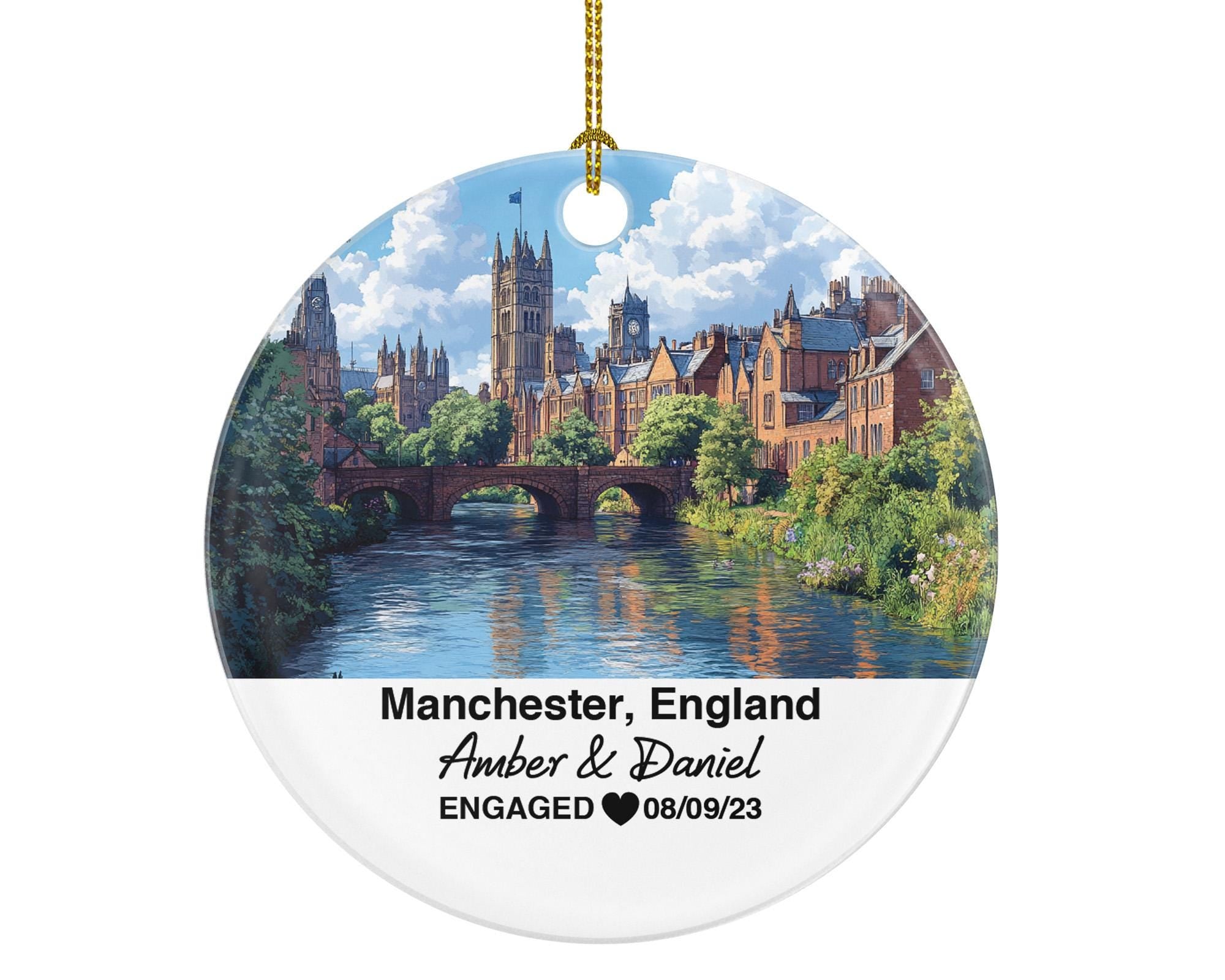Manchester England Round Ceramic Christmas Ornament – Personalized  Old Trafford Keepsake, Custom Couple Gift for Wedding or Honeymoon