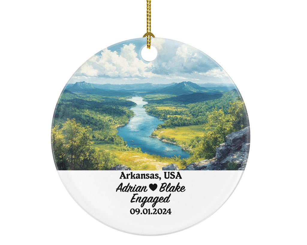 Arkansas Christmas Ornament Personalized - AR Engaged Married Family Together Couple Travel Honeymoon Engagement Marriage