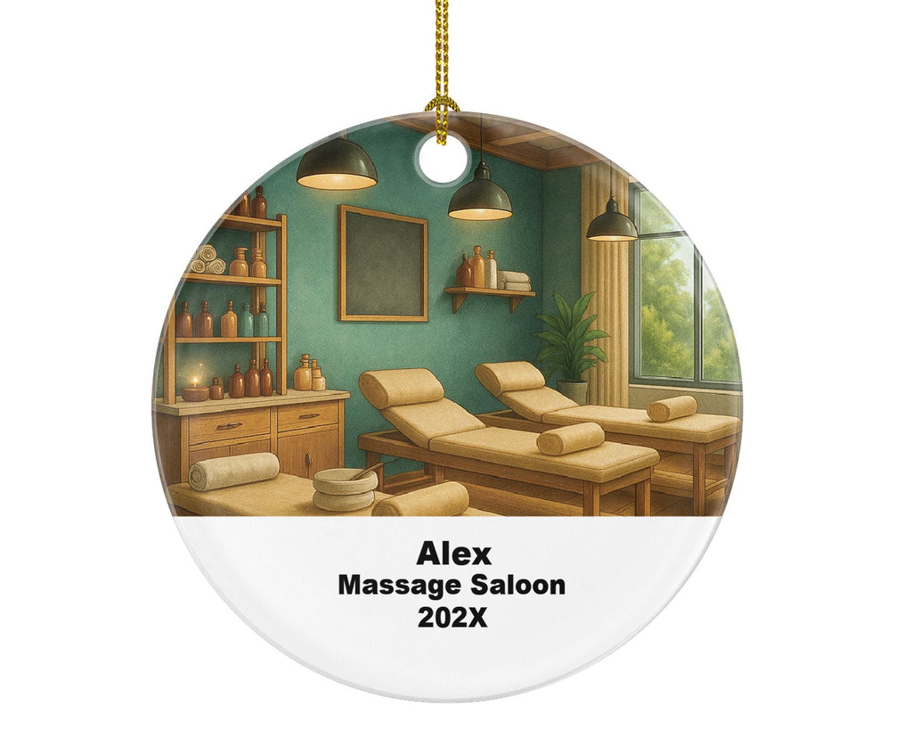 Personalized Massage Spa Ornament – Custom Massage Therapist Gift – Wellness and Relaxation Ornament with Name and Year