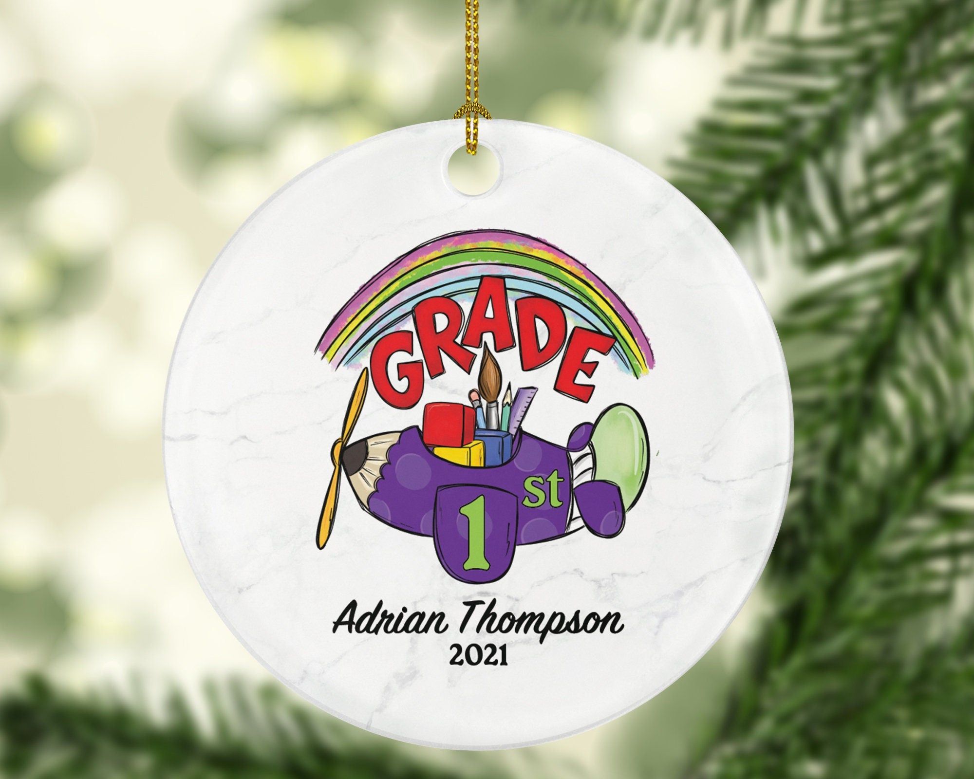 Christmas Ornament Personalized - Back To School Elementary School Student Gift, First Time At School