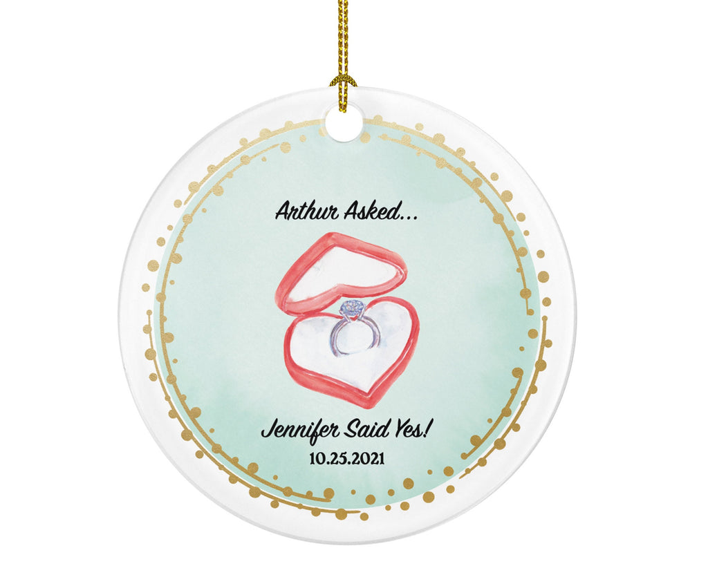 Personalized Engaged Christmas Ornament - Custom First Christmas Engagement Proposal Ornament