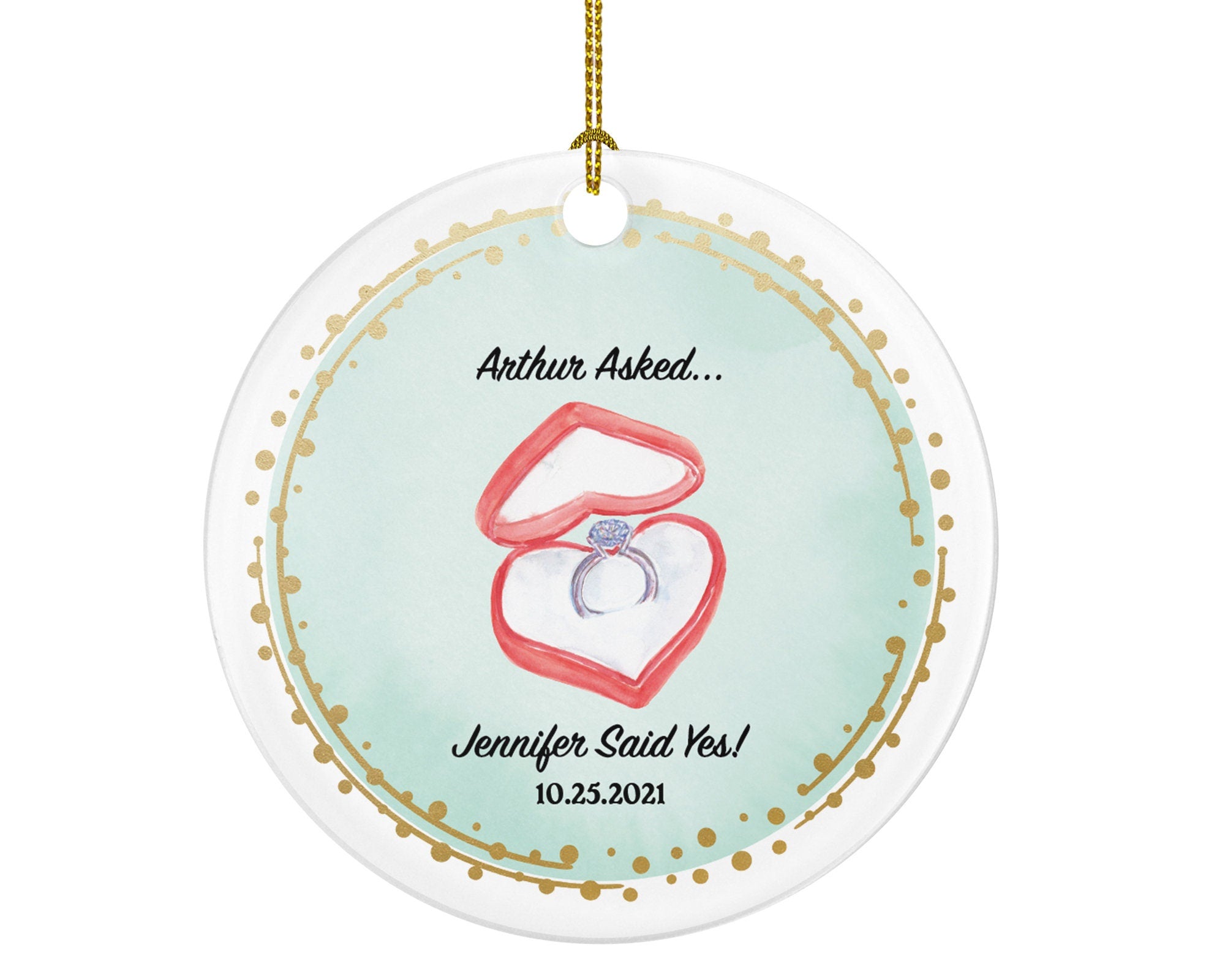Personalized Engaged Christmas Ornament - Custom First Christmas Engagement Proposal Ornament