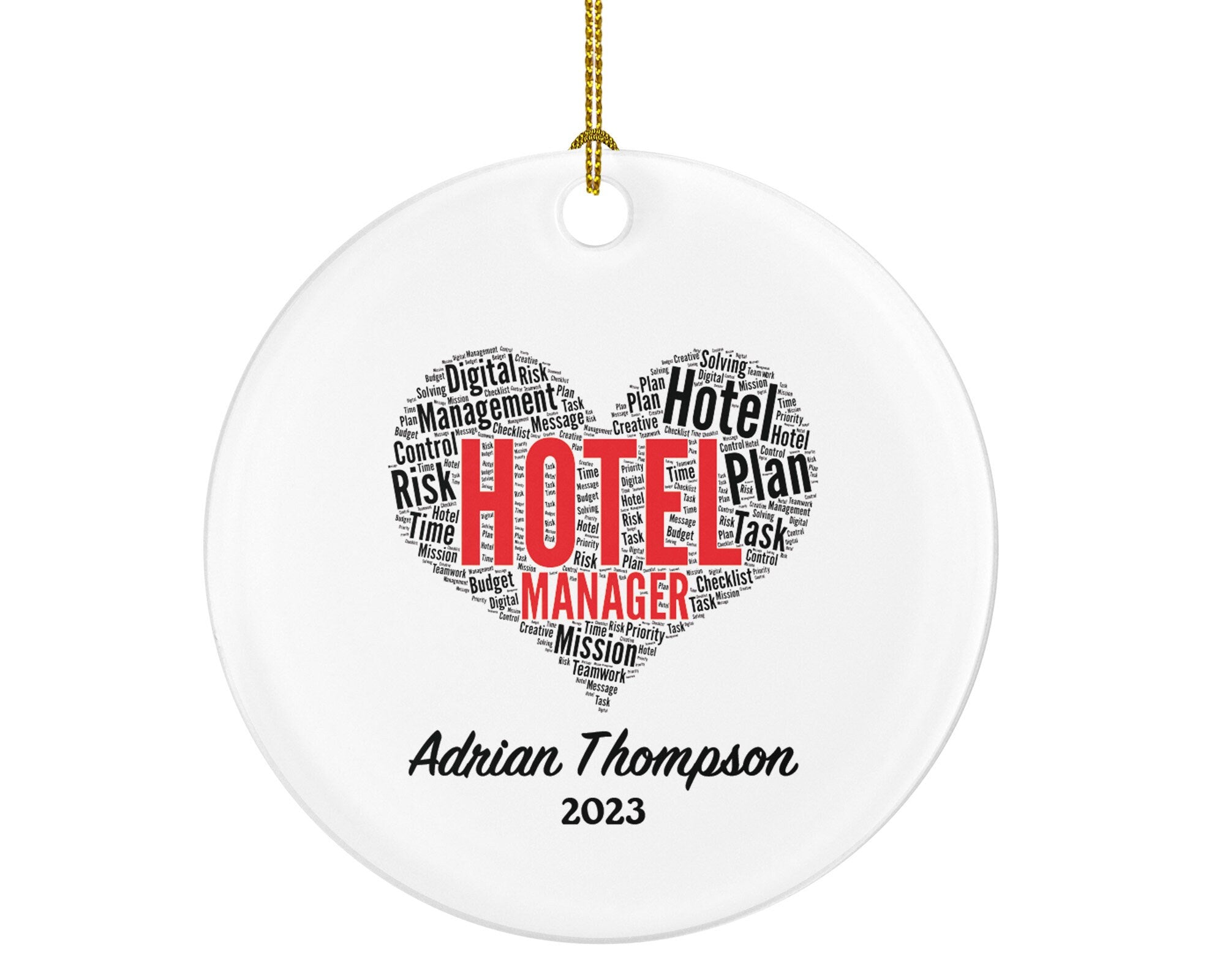 Hotel Manager Christmas Ornament Personalized - Gift for a Hotel Manager Custom Name