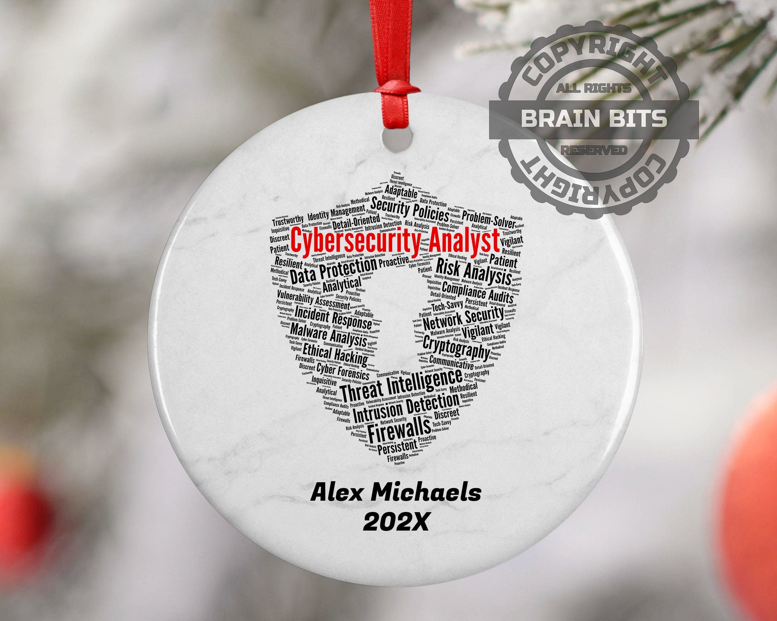 Cybersecurity Analyst Personalized Christmas Ornament