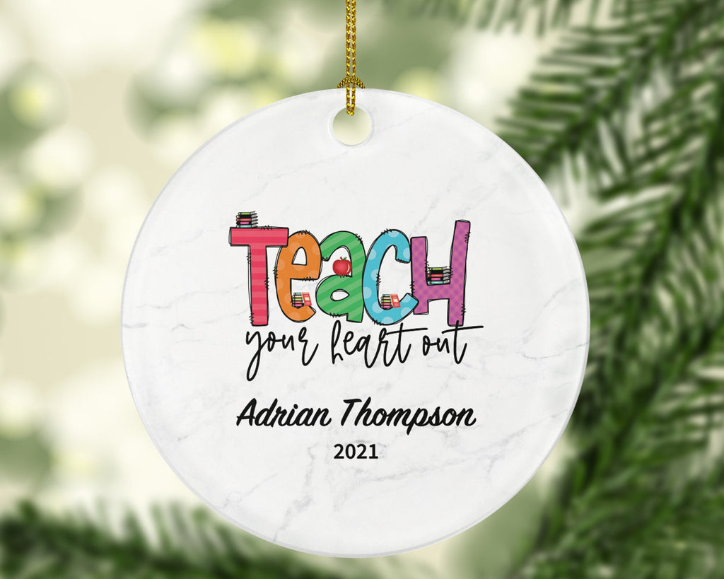 Teacher Ornament Personalized - Teacher Custom Gift Apple from Student Appreciation Mr Mrs School Graduate Graduation