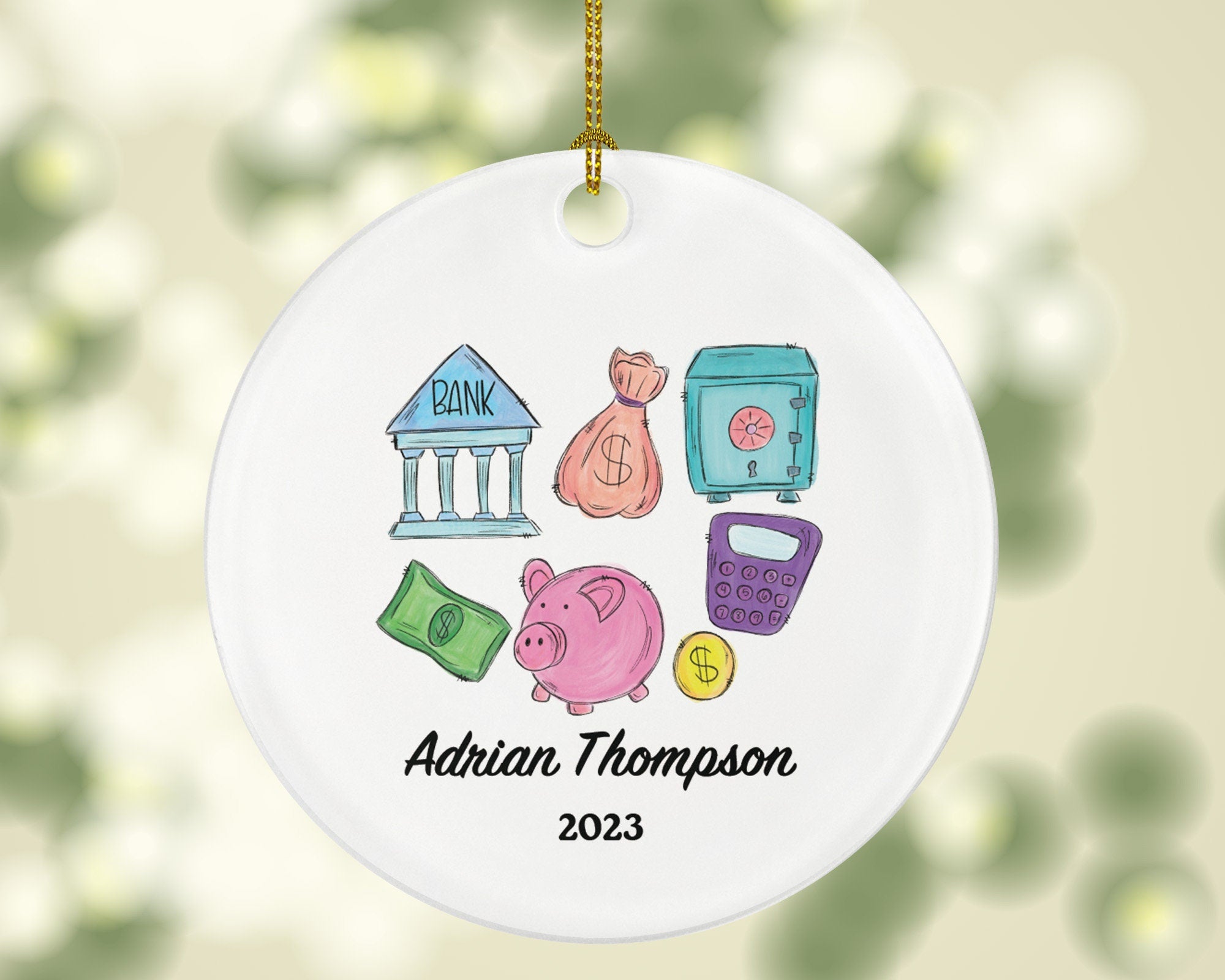 Bank Worker Christmas Ornament Personalized - Bank Worker Custom Gift for Female or Male
