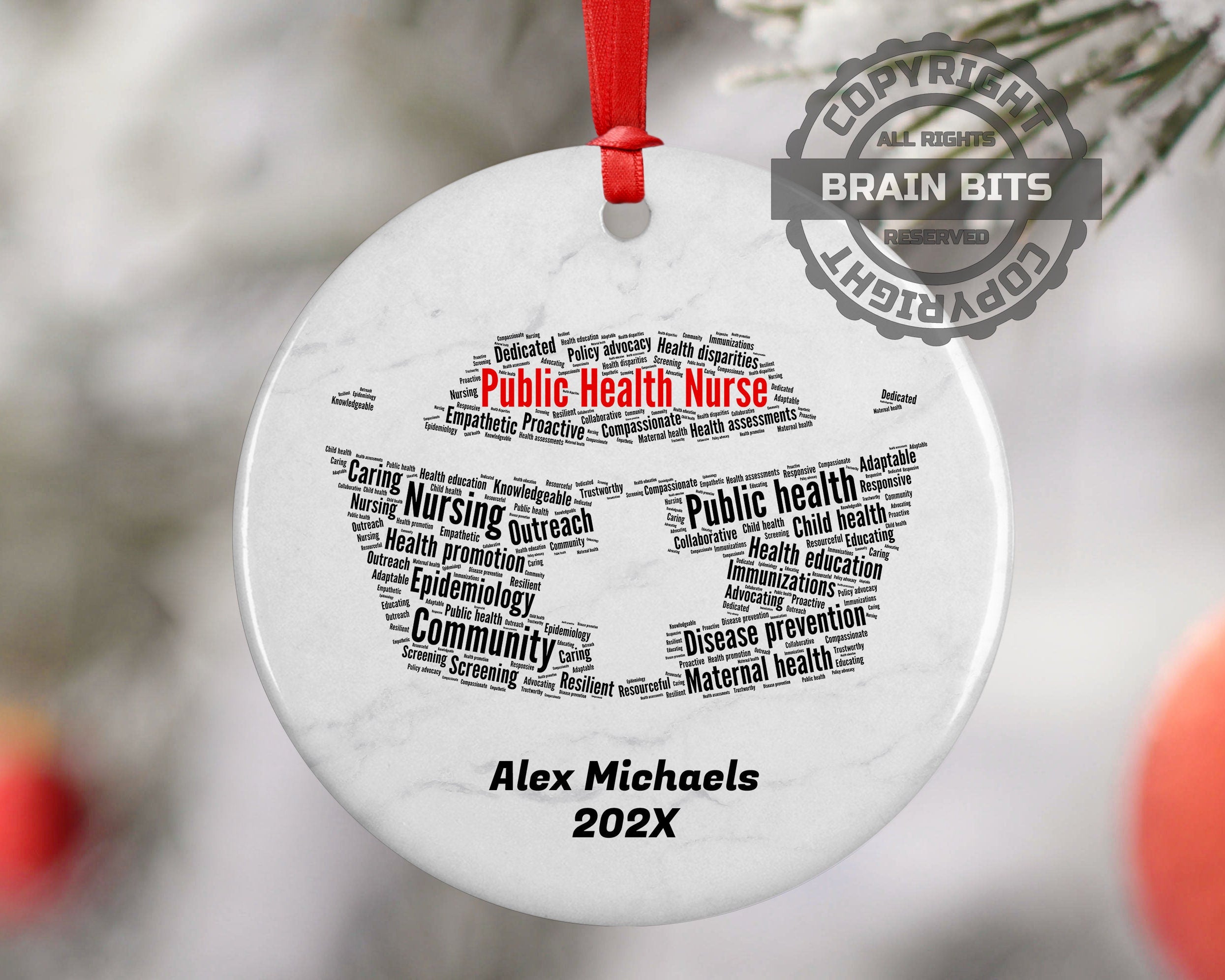Public Health Nurse Personalized Christmas Ornament
