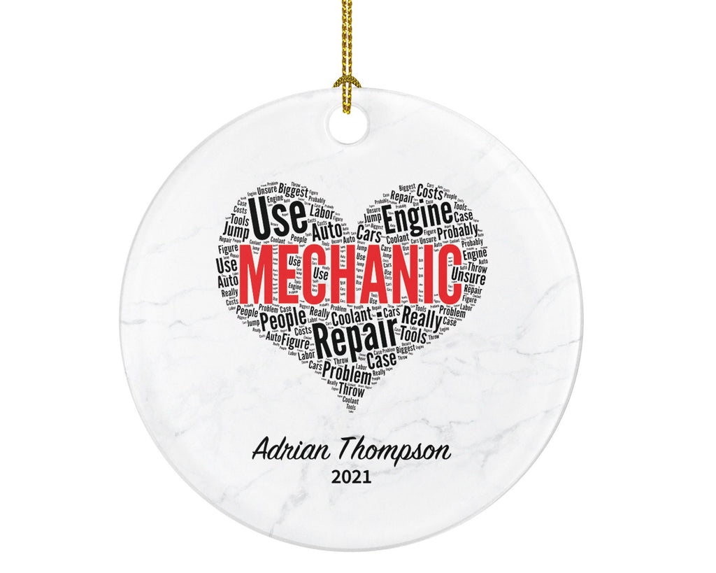 Mechanic Christmas Ornament Personalized - for Repair Man Custom Name Year Gift