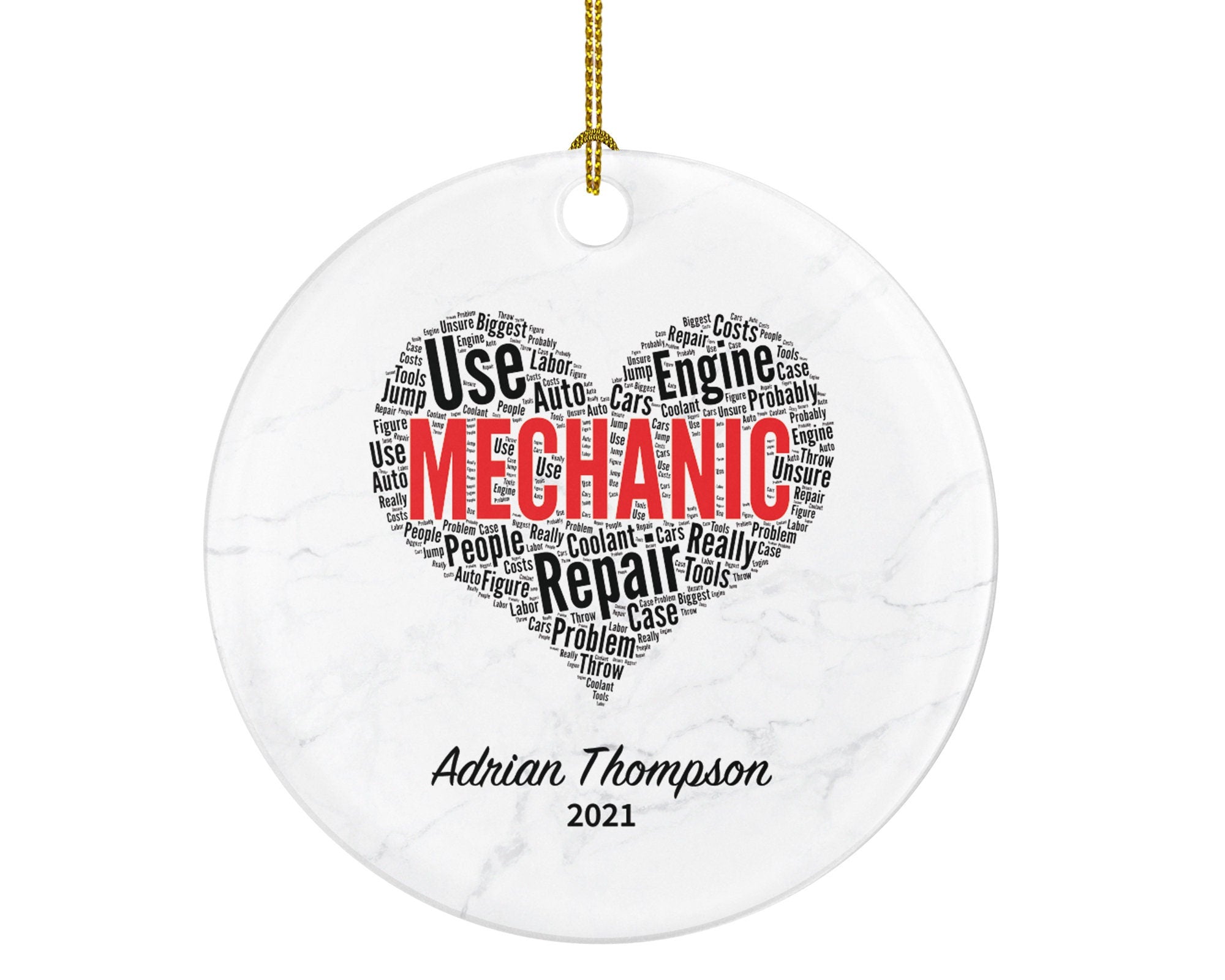 Mechanic Christmas Ornament Personalized - for Repair Man Custom Name Year Gift