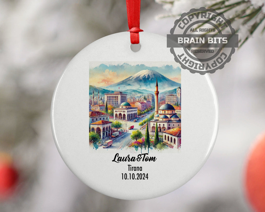 Tirana, Albania, Ornament, Engagement, Married, Travel, Gift for Engaged Couple, Engagement Gift, Trip, Vacation Souvenir