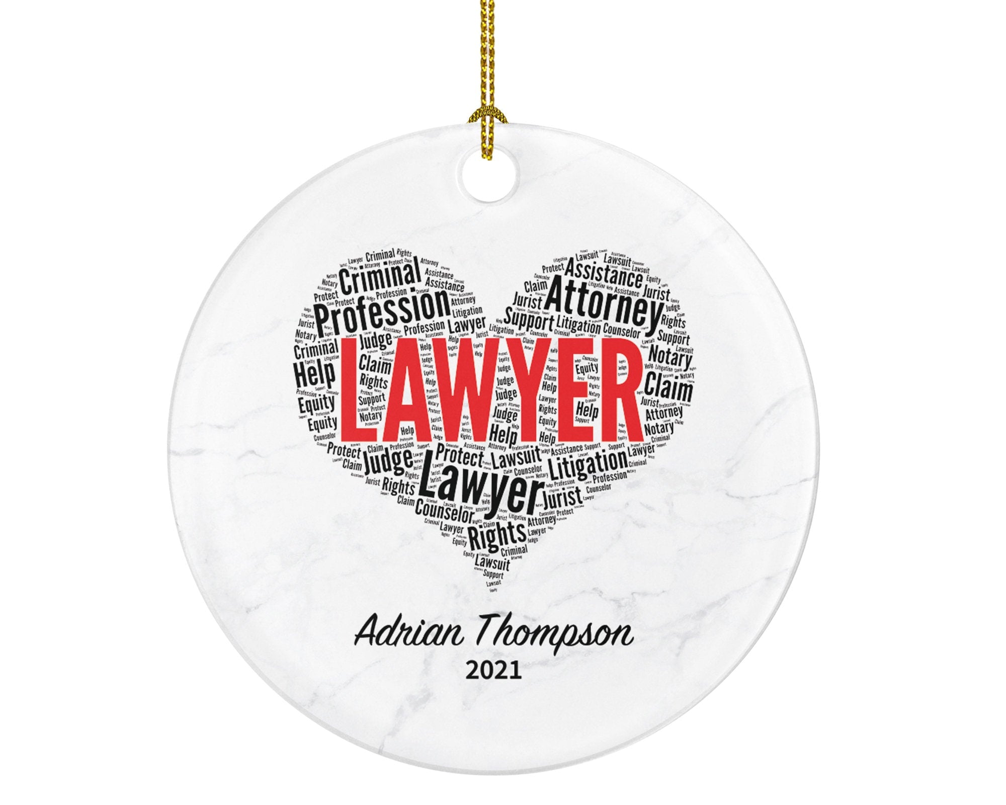 Lawyer Attorney at Law Judge Christmas Ornament Personalized , Custom Lawyer Gift
