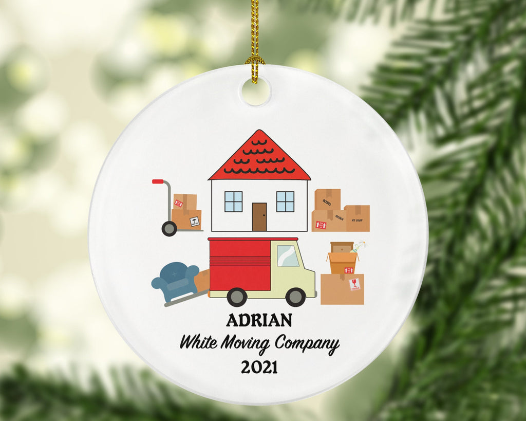 Moving Company Service Moving Van Christmas Ornament Personalized - Box Truck Gift - Custom Name Year
