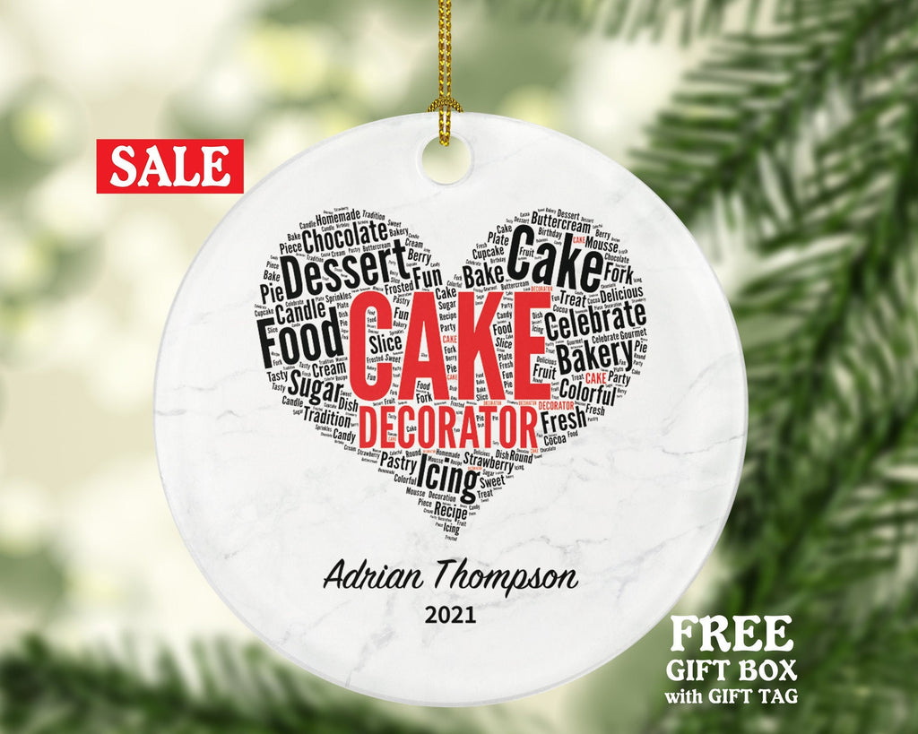 Cake Decorator Christmas Ornament Personalized - Bakery Shop Pastry Custom Name Dessert Baker Gift