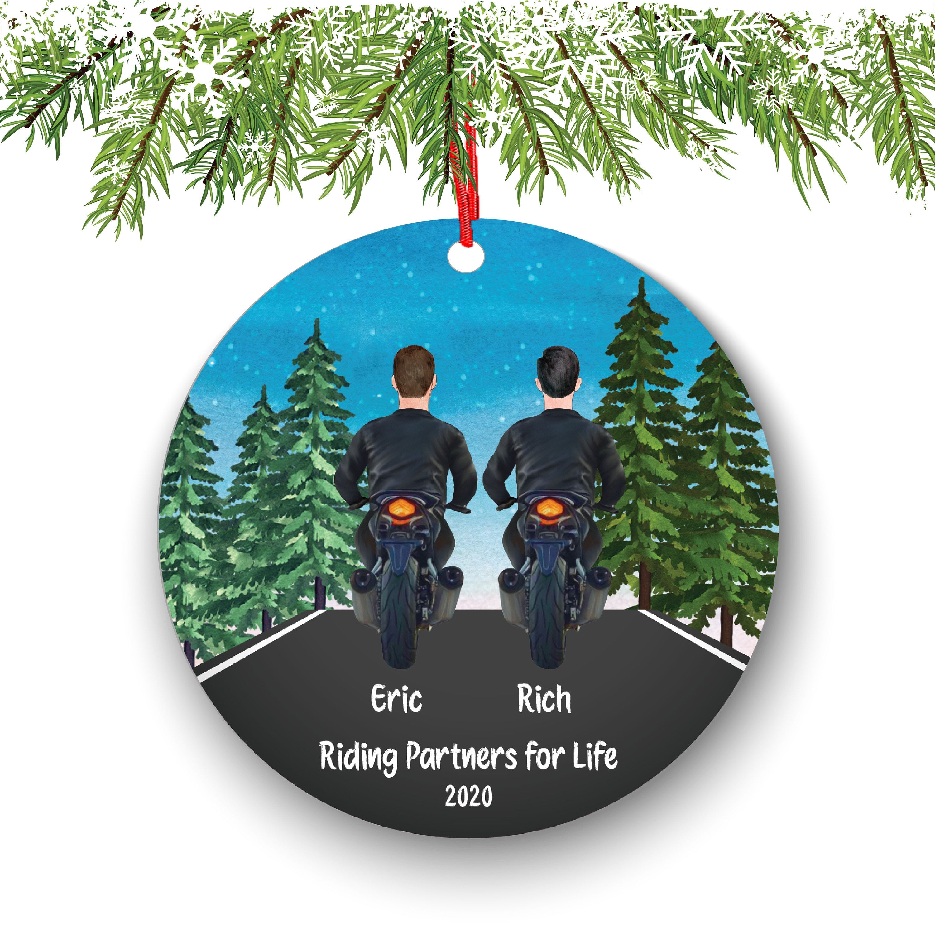Biker Motorcyclist Personalized Christmas Ornament Motorcycle Rider Boy Male Friends Ride Dirt bike Motocross Best Brothers Bud Buddies
