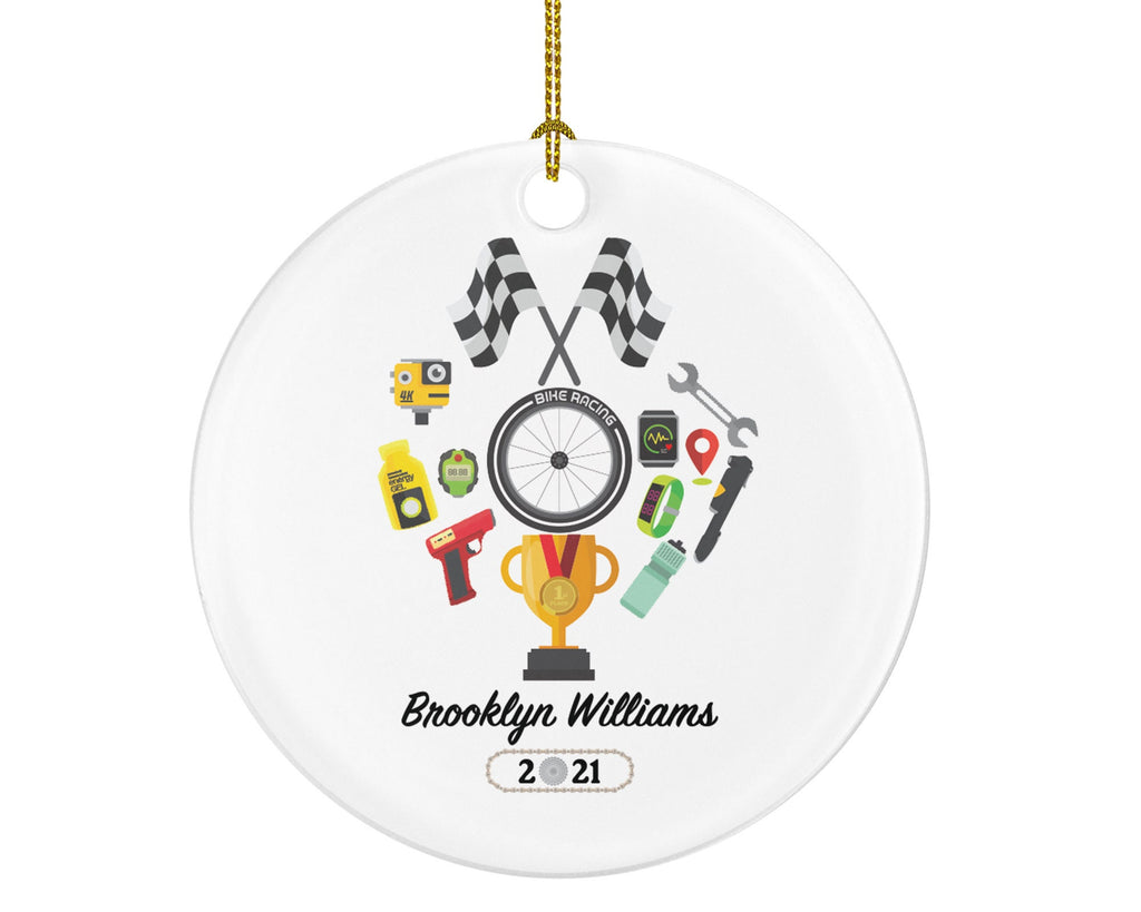 Bike Rider Racing Christmas Ornament - Biker Racer Personalized Gift Riding Bicycle Cyclist Cycling Gift