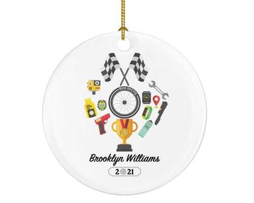 Bike Rider Racing Christmas Ornament - Biker Racer Personalized Gift Riding Bicycle Cyclist Cycling Gift