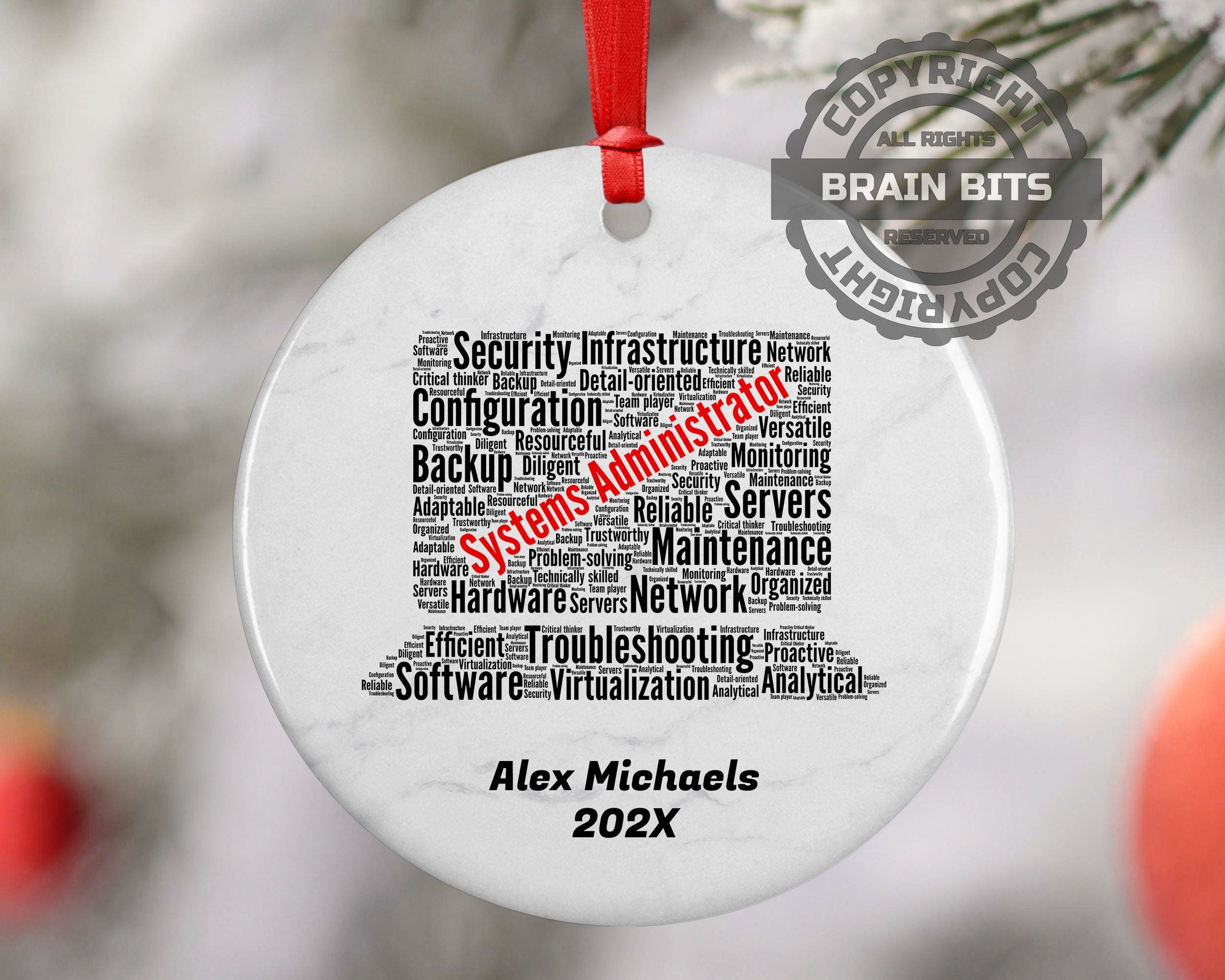 Systems Administrator Personalized Christmas Ornament
