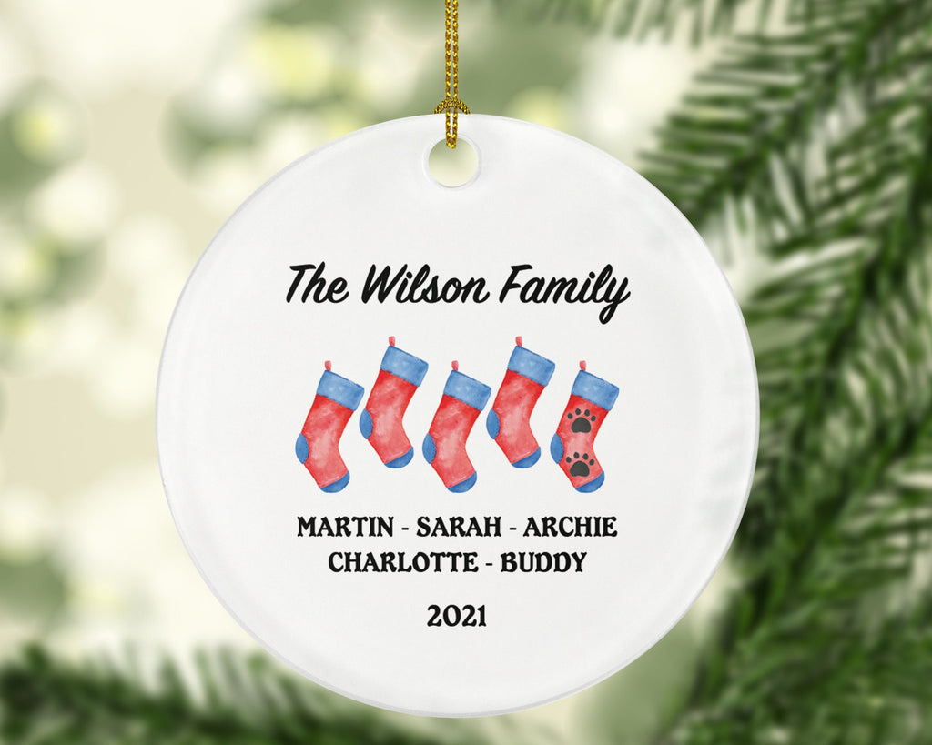 Mantel Stockings Family Personalized Christmas Ornament Customized Holiday Gift Custom Names Family of 3 4 5 6 7