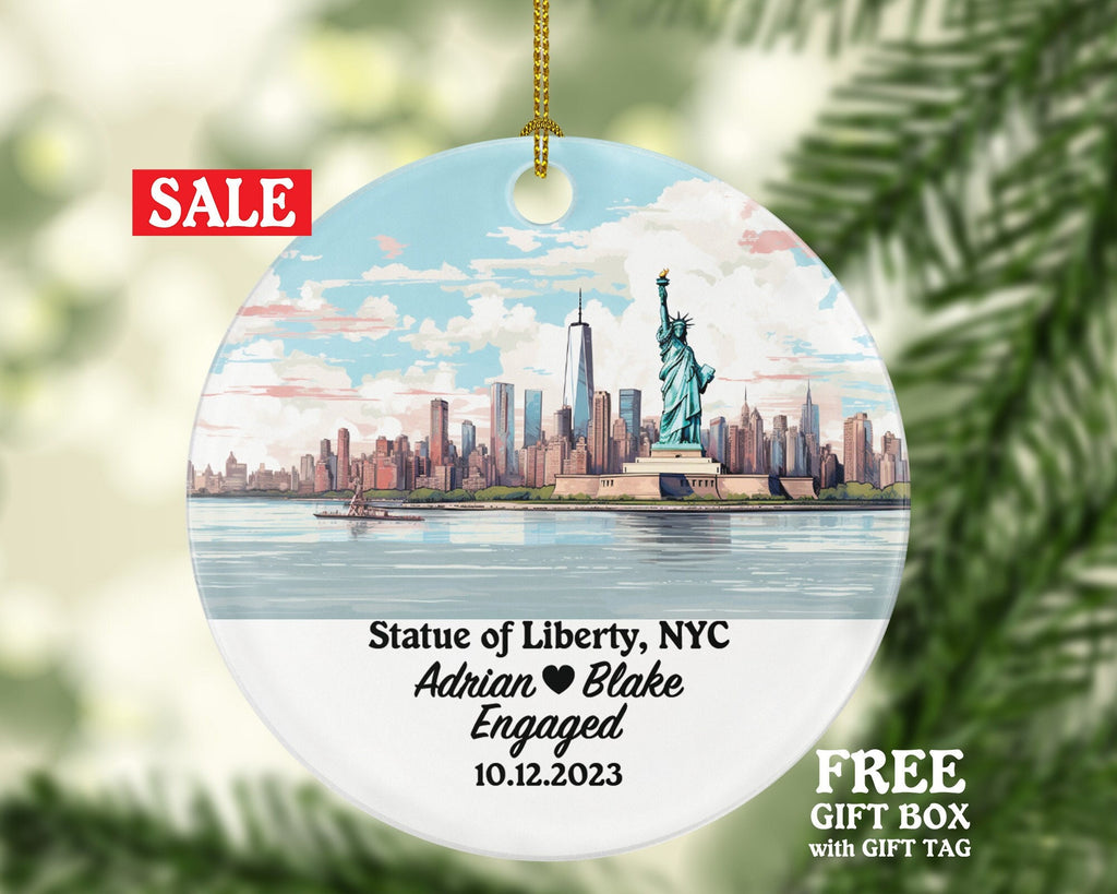 New York City Christmas Ornament Personalized - Engaged Married Family Together Couple Travel Honeymoon Wedding Engagement Marriage