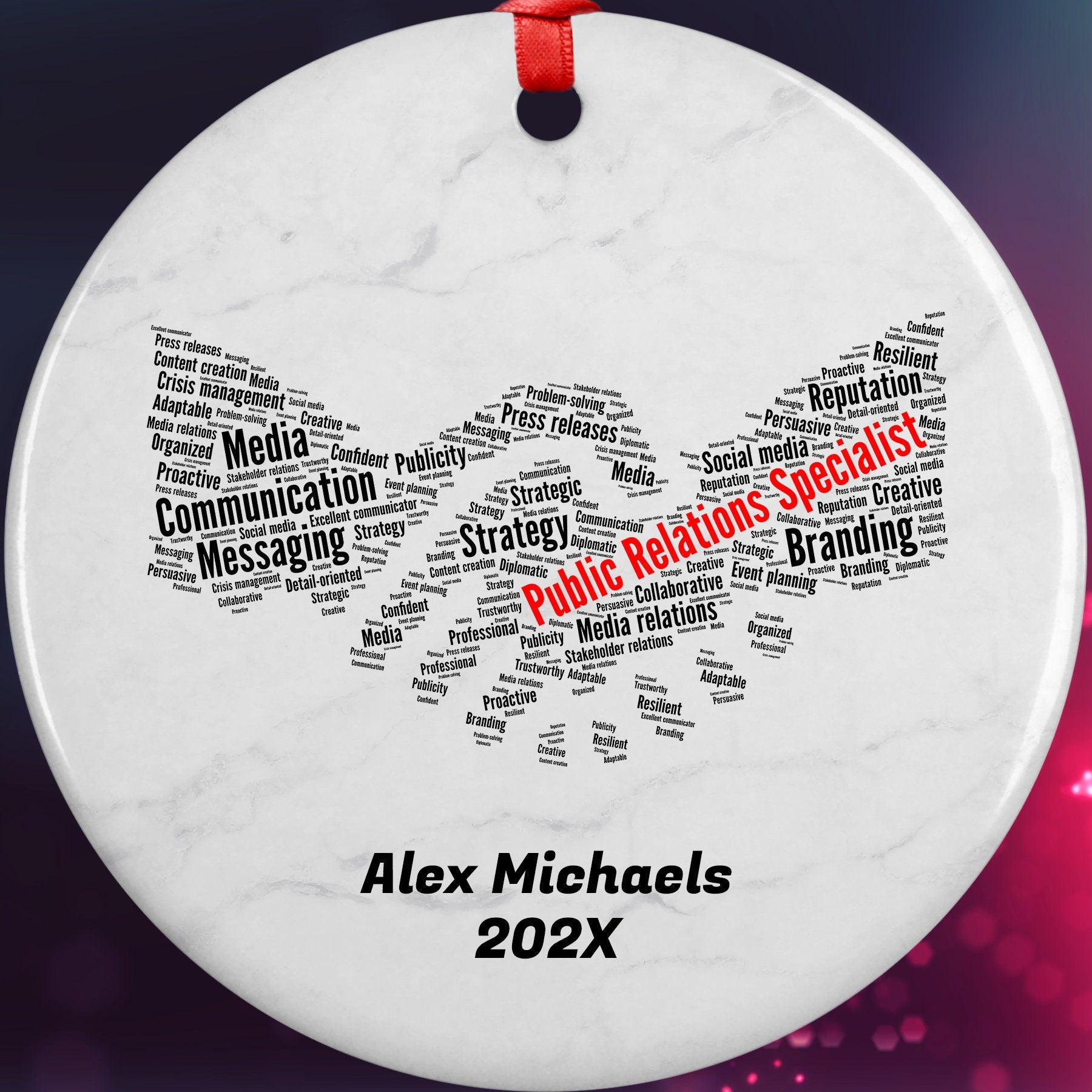 Public Relations Specialist Personalized Christmas Ornament