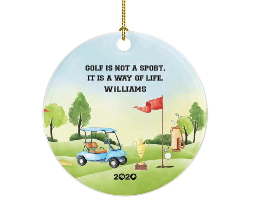 Golf Player Gamer Ball Golfer Golfing Custom Ornament - Cup Cart Personalized Boys Senior Christmas Sports Gift Name Date