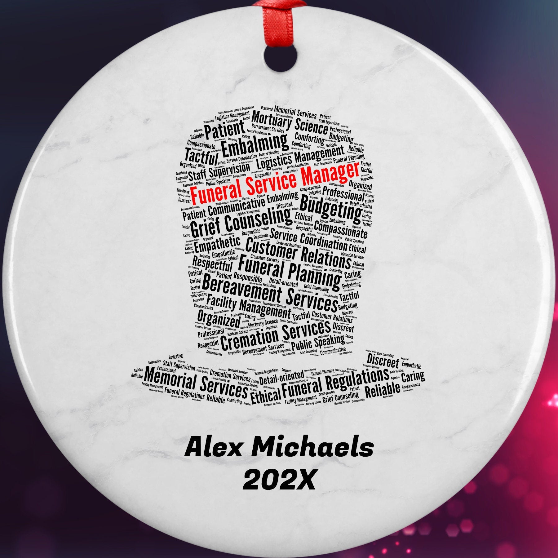 Funeral Service Manager Personalized Christmas Ornament