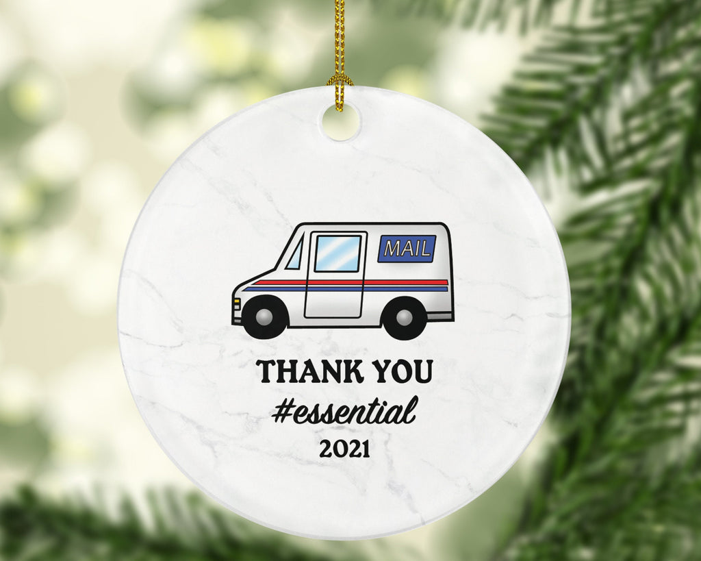 Mail Carrier Truck Postal Worker Christmas Ornament Personalized - Mailman Appreciation Gift Thank You Essential Worker Holiday