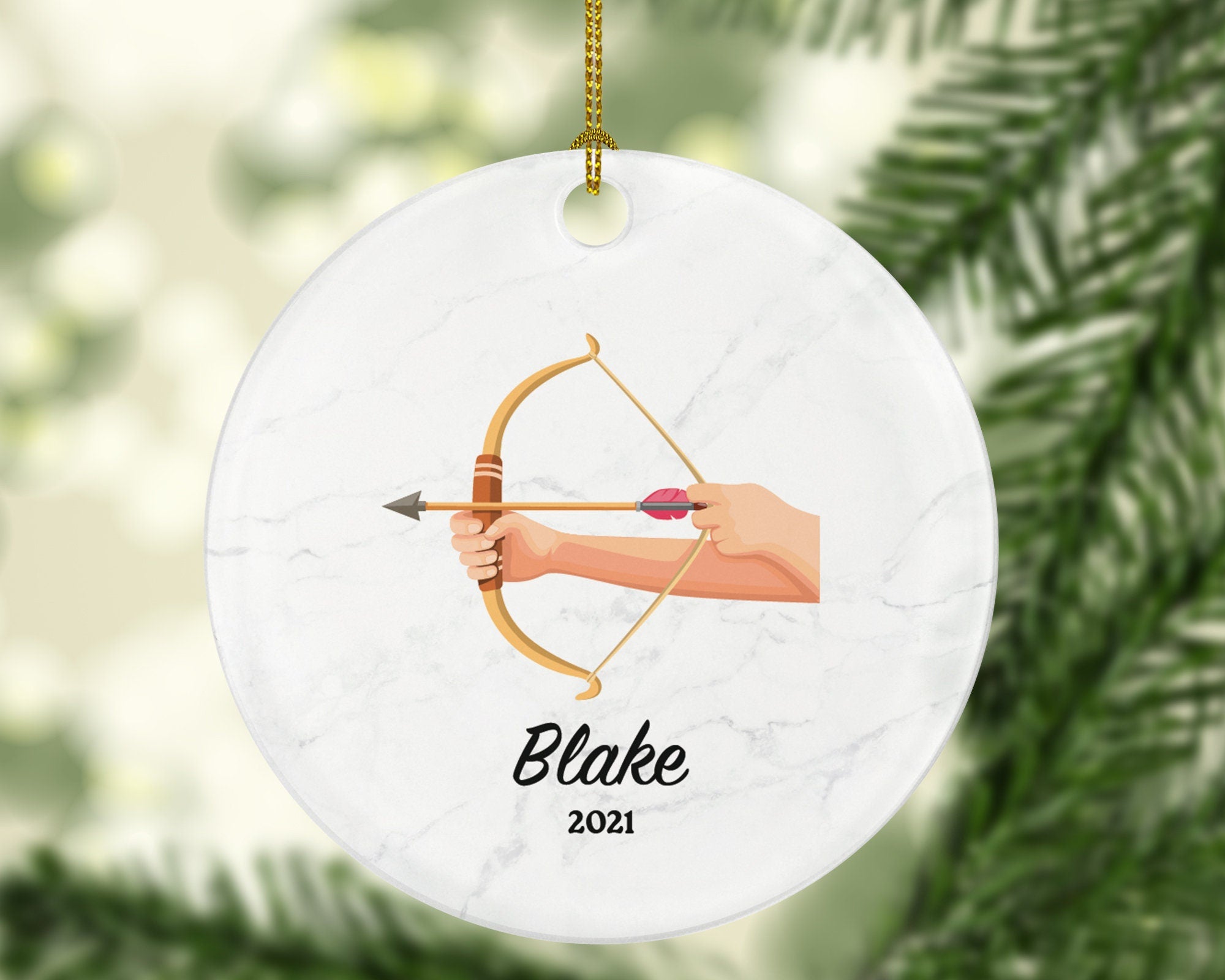 Archery Christmas Ornament Personalized - Gift for Archer - Custom Name and Year