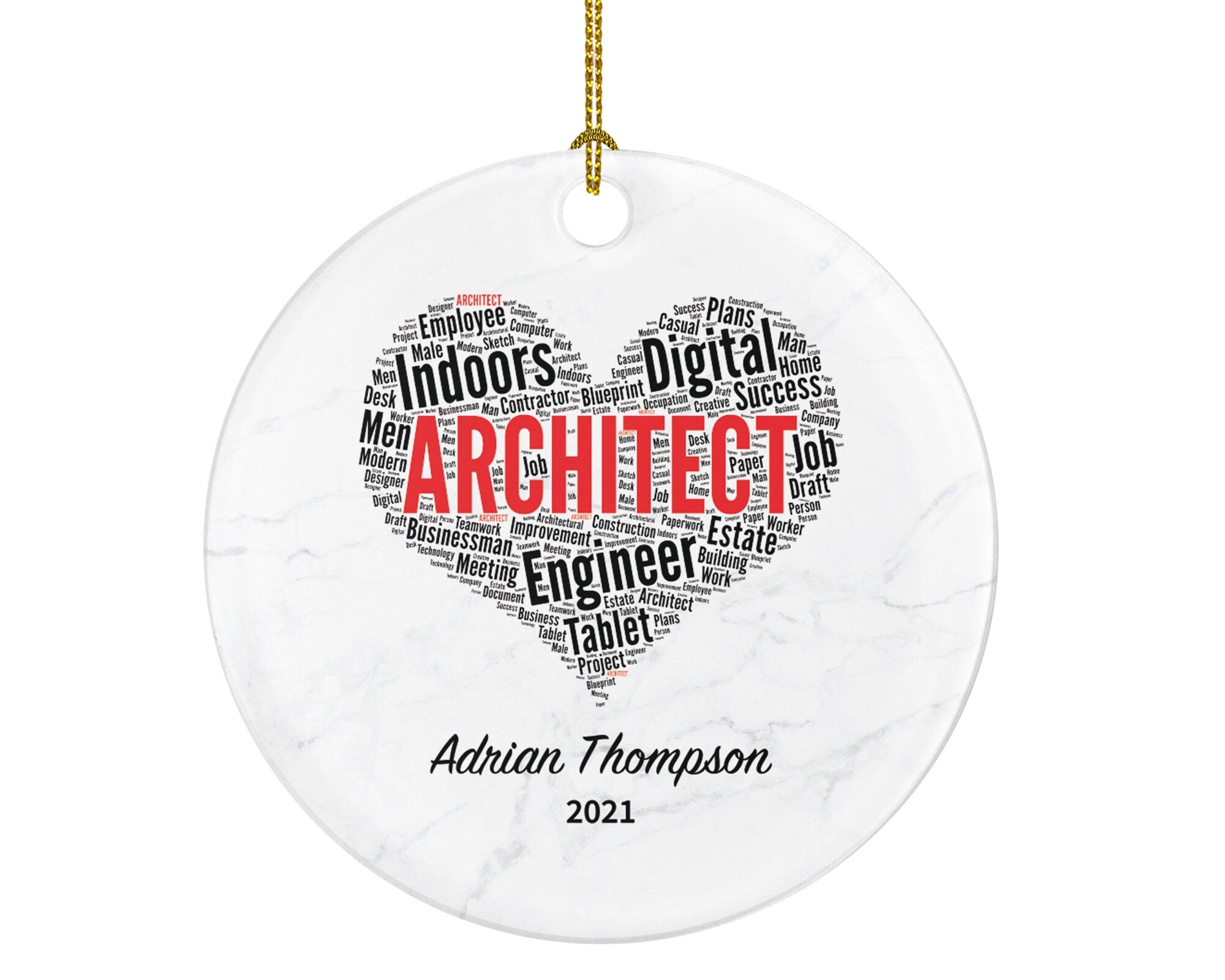 Architect Christmas Ornament, Personalized Architecture gift Custom Architect Present