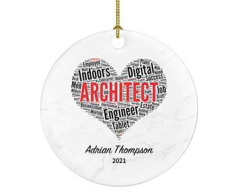 Architect Christmas Ornament, Personalized Architecture gift Custom Architect Present