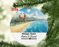 Málaga Spain Round Ceramic Christmas Ornament – Personalized Holiday Keepsake, Custom Couple Gift for Wedding or Honeymoon