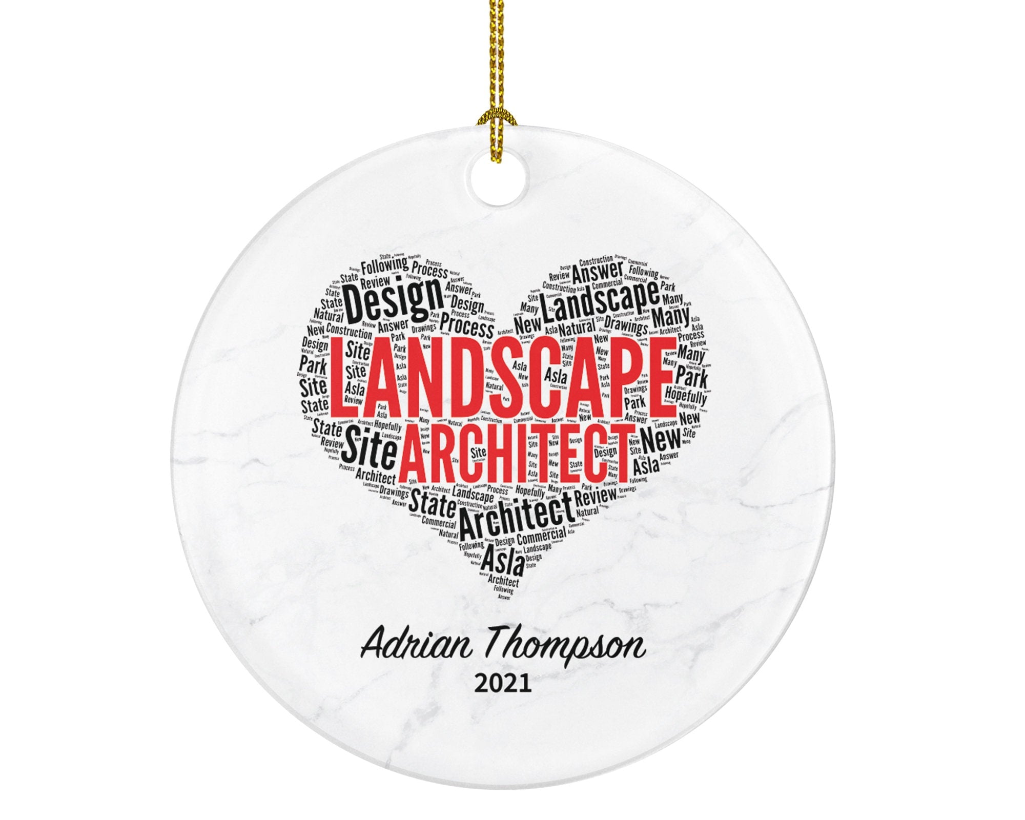 Landscape Architect Christmas Ornament - Personalized Landscape Architecture Gift Custom Name Year