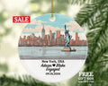 New York Christmas Ornament Personalized - NY Engaged Married Family Together Couple Travel Honeymoon Engagement Marriage