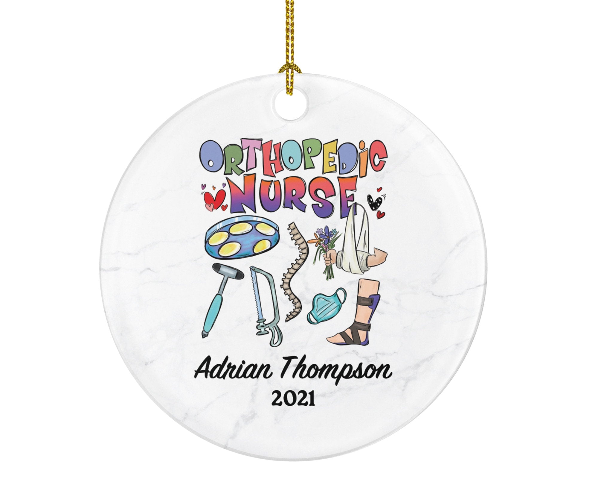 Orthopedic Nurse Christmas Ornament Personalized - Nurse Health Worker Gift from Patient for Nurse Custom Medical