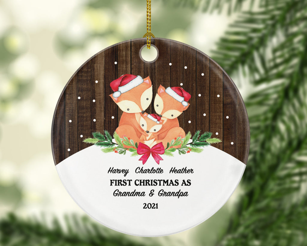 Grandparents First Christmas Ornament Personalized, First Christmas As Grandparents Ornament, New Fox Grandparents Gift