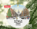 Washington DC Christmas Ornament Personalized - Engaged Married Family Together Couple Travel Honeymoon Wedding Engagement Marriage