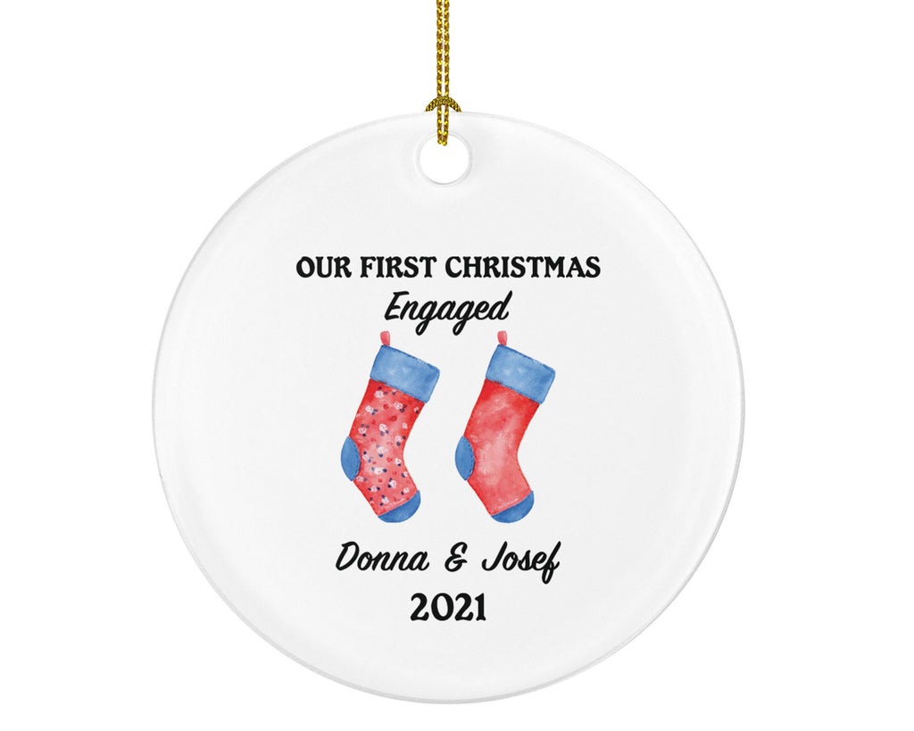 Engaged Couple Mentel Christmas Ornament - Engagement Personalized Gift Rustic Farmhouse Decor Newly Just Engaged Custom
