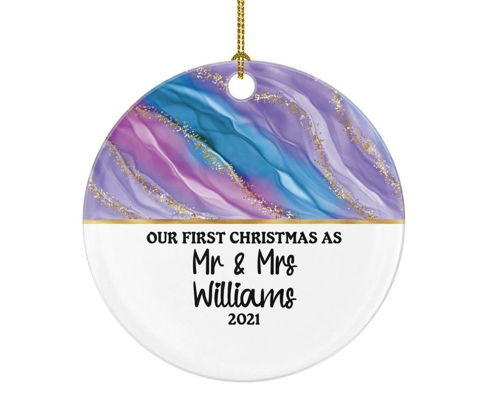 First Christmas as Mr & Mrs Wedding Personalized Ornament - Just Married Newlywed Custom Mr. and Mrs. Marriage - Couple Gift