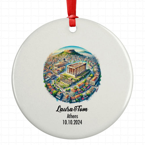 Athens, Greece, Ornament, Engagement, Married, Travel, Gift for Engaged Couple, Engagement Gift, Trip, Vacation Souvenir