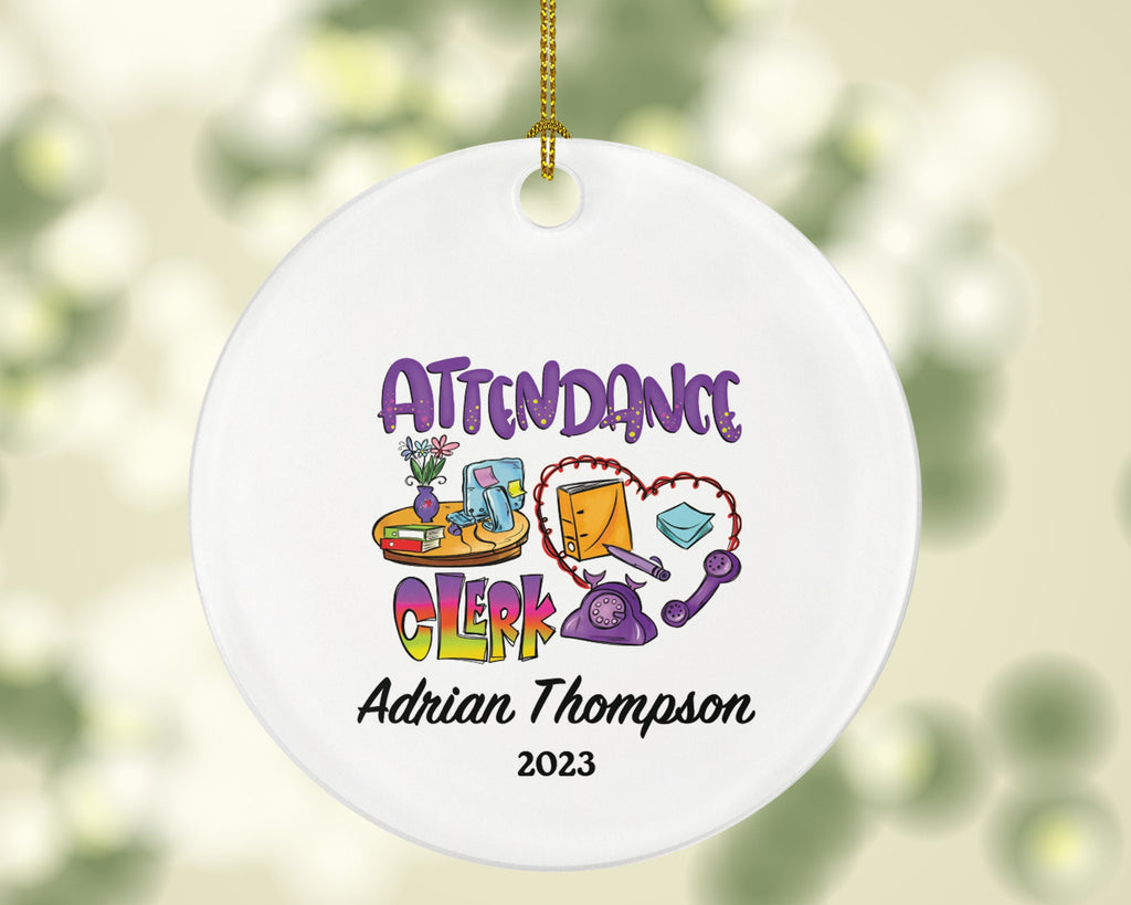 Attendance Clerk Personalized Christmas Ornament, Xmas Custom Gift