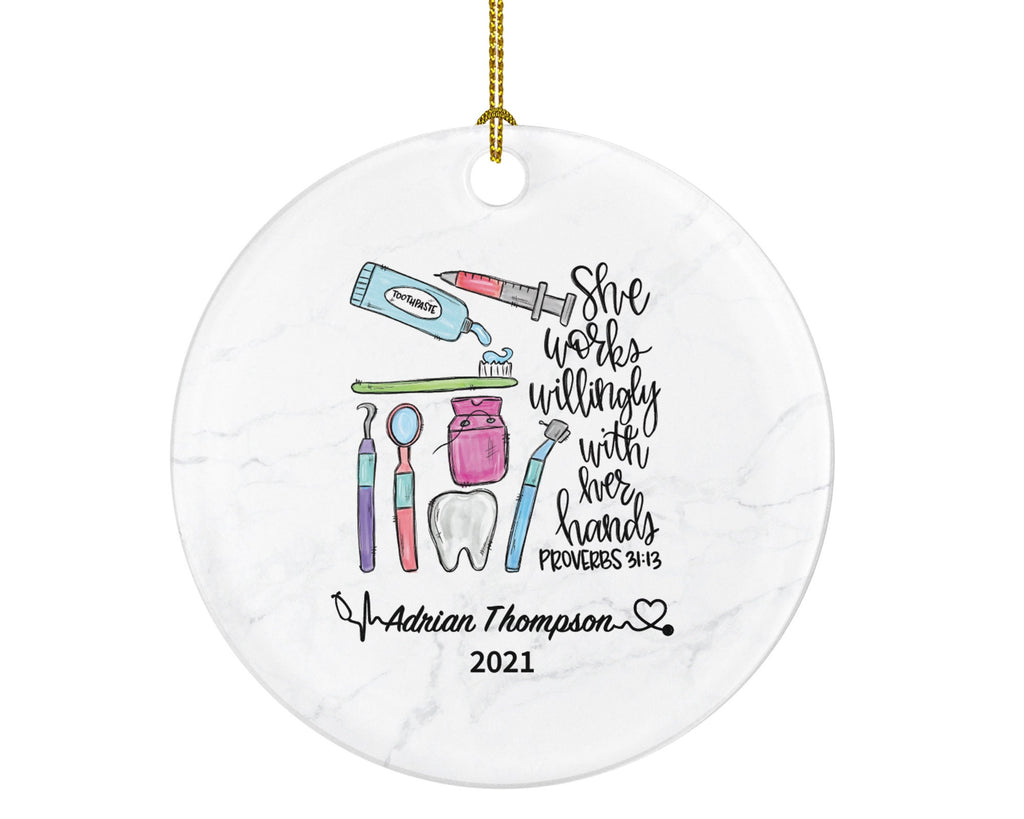 Dentist Christmas Ornament Personalized - Dental Gift Graduation Custom Occupational Orthodontist Occupation Dental Gift