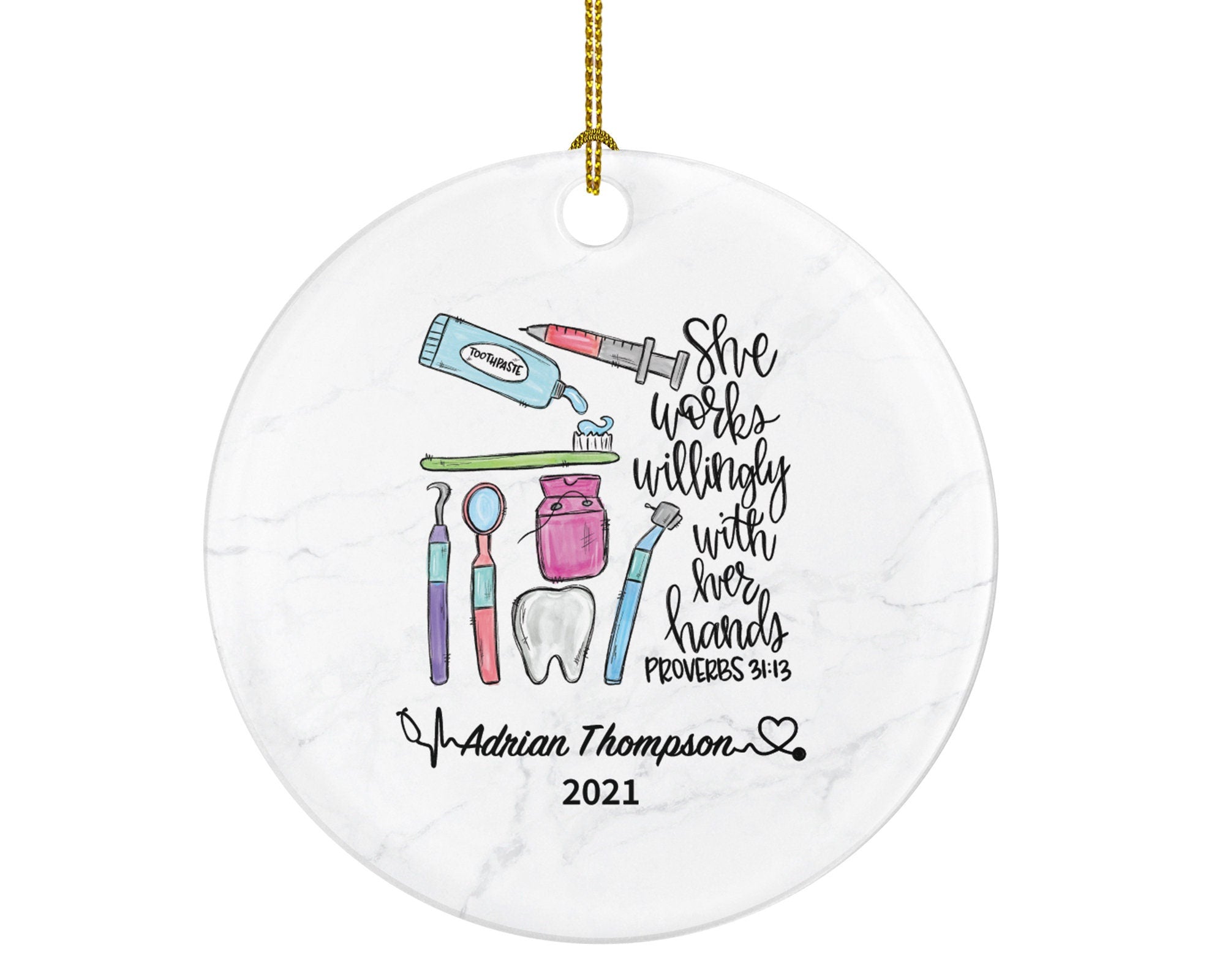 Dentist Christmas Ornament Personalized - Dental Gift Graduation Custom Occupational Orthodontist Occupation Dental Gift