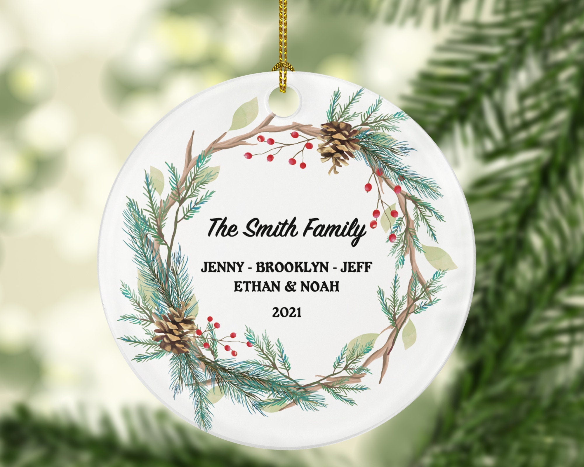 Family of 2 3 4 5 6 Christmas Ornament Personalized - Gift for Family - Custom Name Year Christmas Ornament