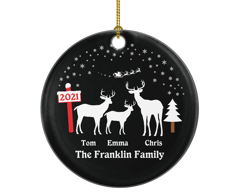 Family of 3 Personalized Christmas Ornament Three Xmas Reindeer Deer Mother Father New Baby Girl Boy Children Kids Wife Husband Name Gift