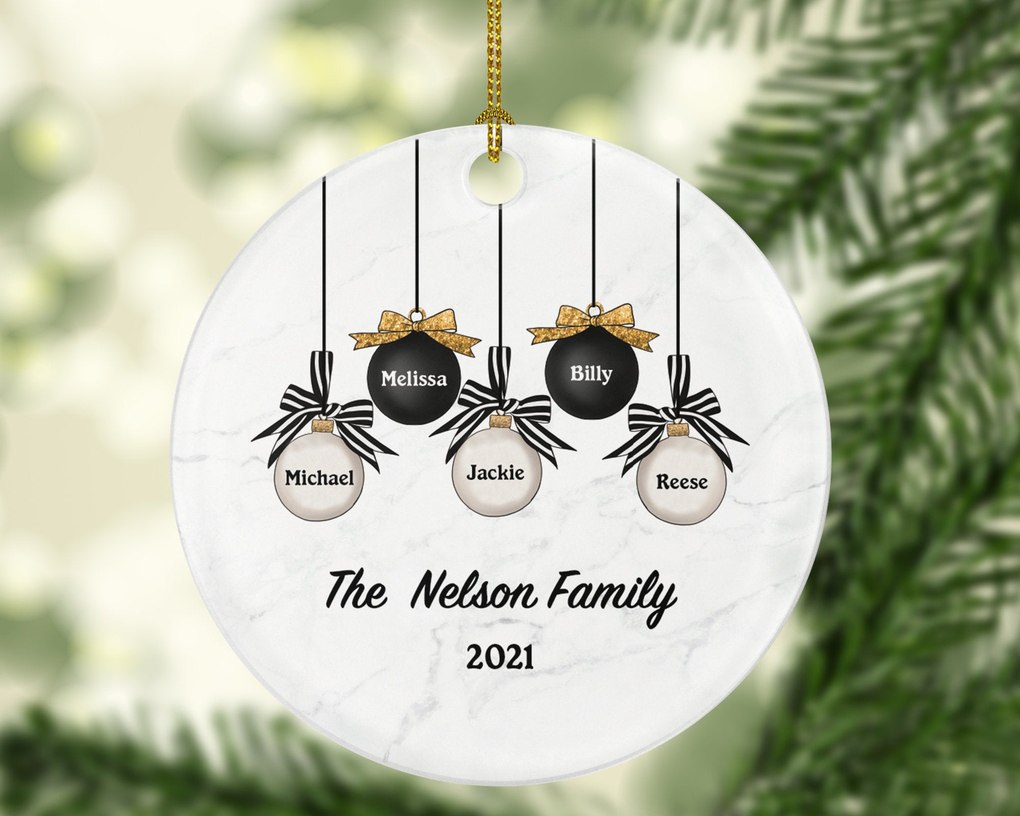 Family of 2 3 4 5 Christmas Ornament Personalized - Gift for Family - Custom Name Year Christmas Ornament