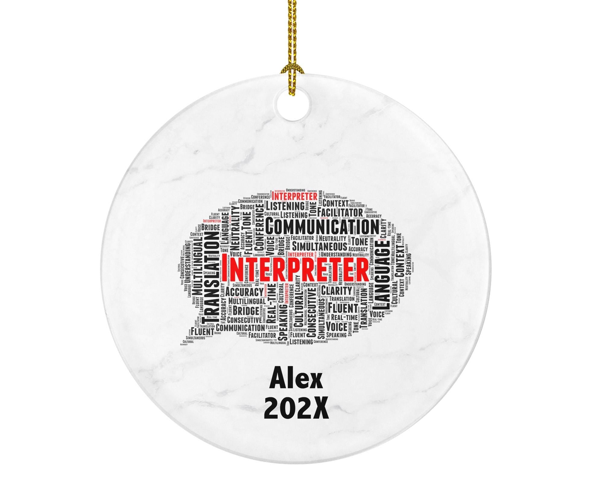 Personalized Interpreter Christmas Ornament – Custom Language Gift – Translator Ornament – Multilingual Communication Keepsake
