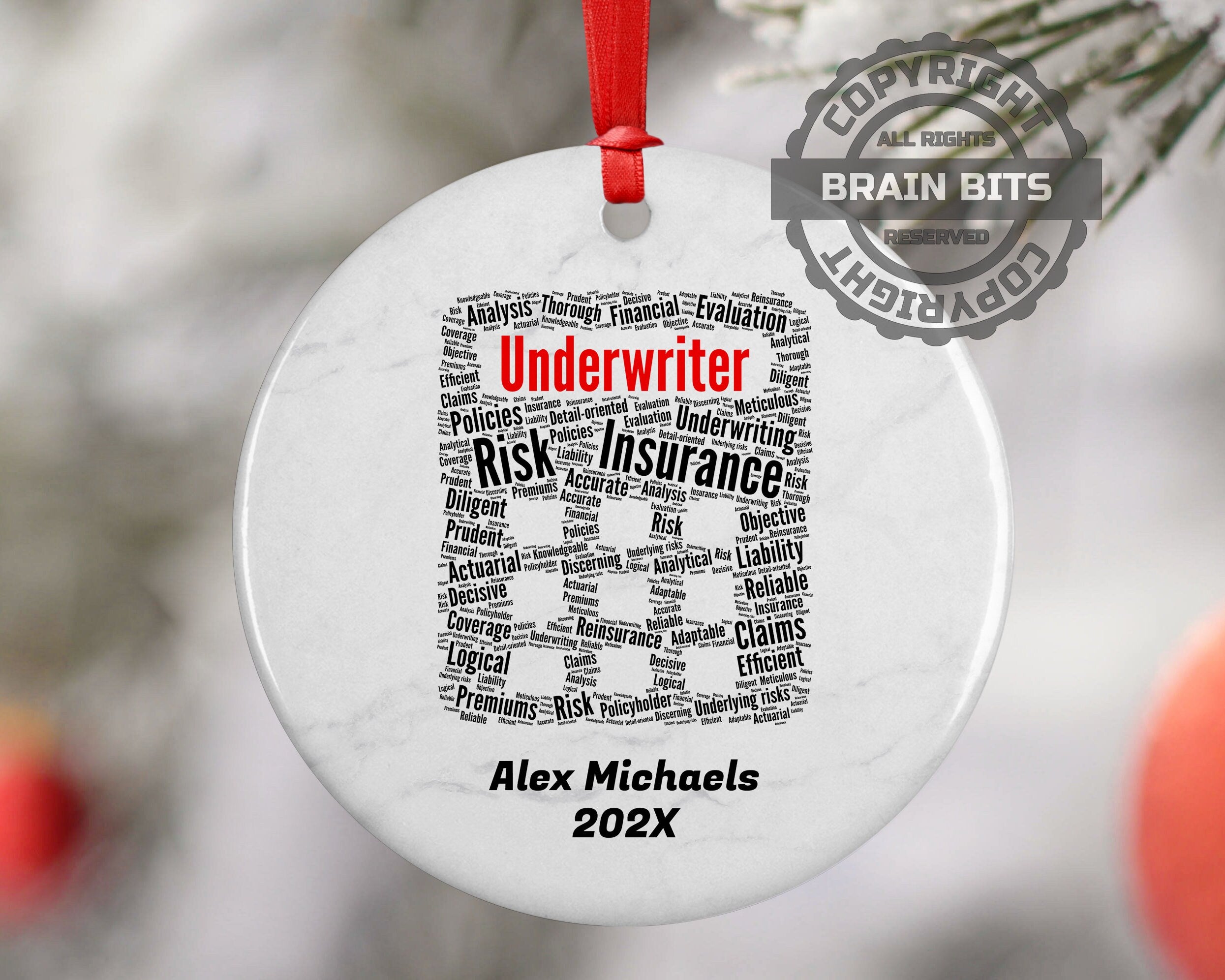 Underwriter Personalized Christmas Ornament