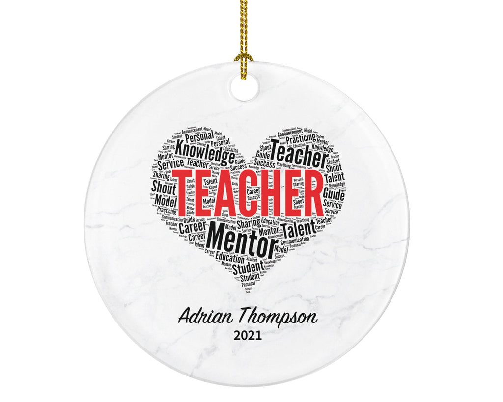 Teacher Ornament Personalized - Custom Gift from Student Appreciation Mr Mrs School Graduate Graduation